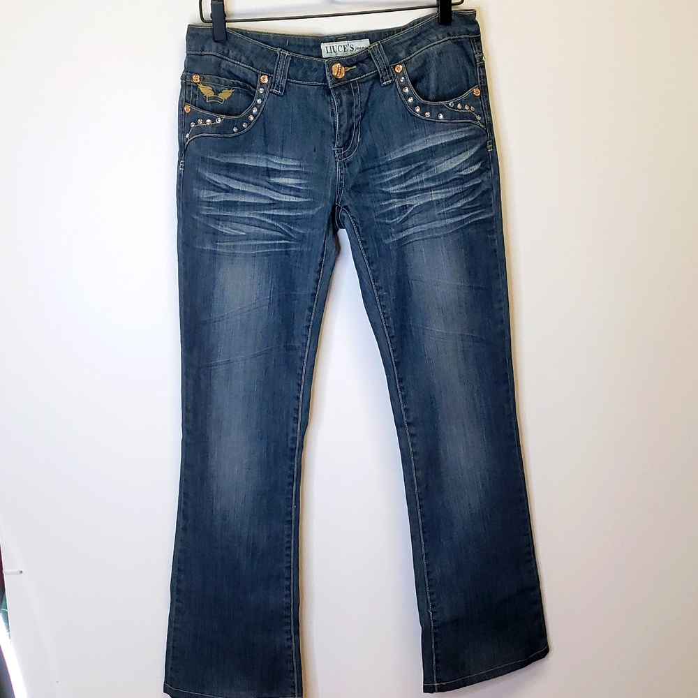 Size 11 Liuce's jeans embroidered studded and distressed  New without tags  F20